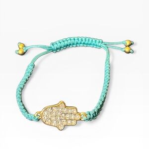 Juicy Couture Braided Pave Rhinestone Gold Tone Hamsa Bracelet NWOT BUY2 GET 1